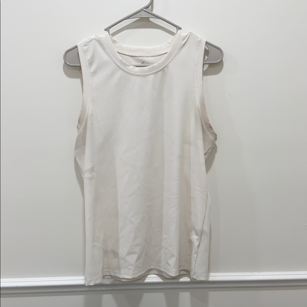 FREELY Women's Ribbed Cream Sleeveless Top